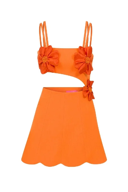 AMARYLLIS ORANGE FLORAL MINI DRESS Classic Shift Mini Dress