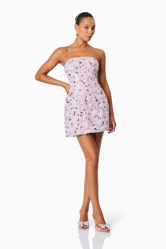 Aurora Strapless Party Mini Dress In Purple Fashionable Button-Front Mini Dress
