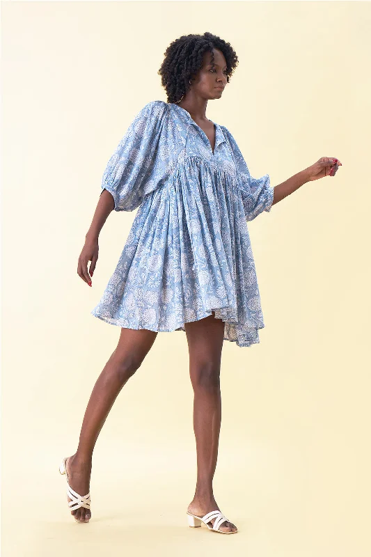Ava Printed Mini Dress - Grey Trendy Wraparound Mini Dress