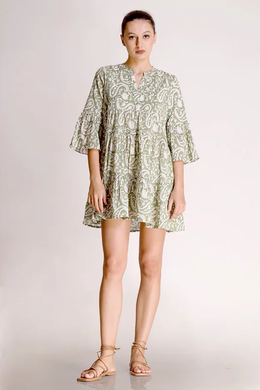 Ava - Printed Mini Dress Fashionable Button-Front Mini Dress