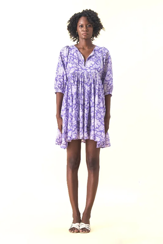 Ava Printed Mini Dress - Lilac Classic White Mini Dress