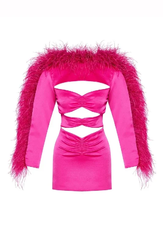 AZALEA PINK DRESS CUT-OUT SATIN MINI DRESS Cozy Jersey Mini Dress