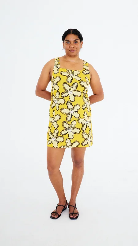 Balance Mini Dress - Kapok Print Casual V-Neck Mini Dress