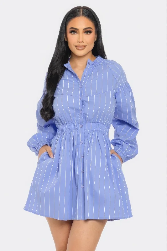 Blue Zone Planet |  Striped Mini Dress Comfortable Wrap Mini Dress