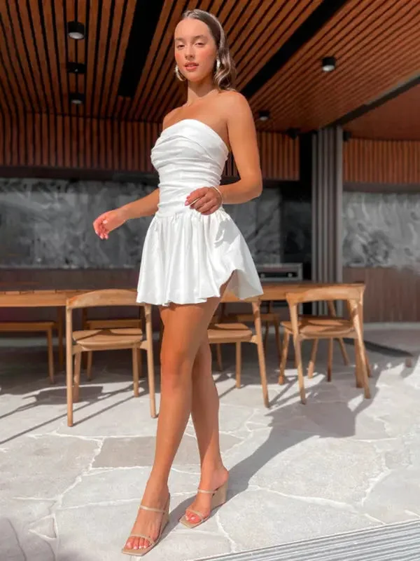 Blue Zone Planet | Brooke's Strapless Pleated Solid Color Mini Dress Stylish Ribbed Mini Dress Blue Zone Planet | Brooke's Strapless Pleated Solid Color Mini Dress Stylish Ribbed Mini Dress