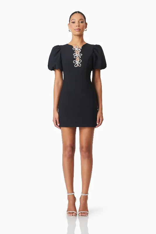 Delia Diamante Mini Dress In Black Classic Shift Mini Dress