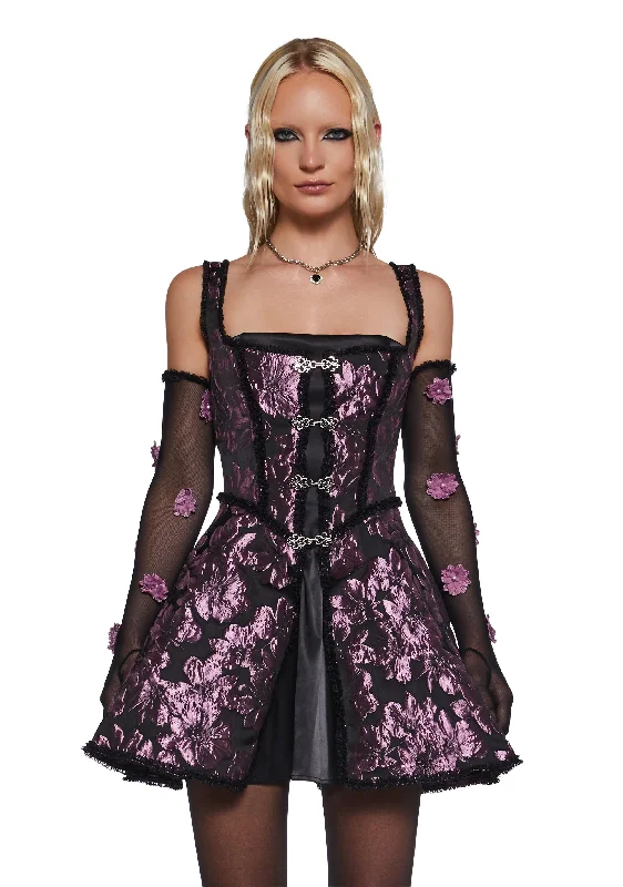 Duchess Dramatics Mini Dress And Glove Set Classic Black Mini Dress