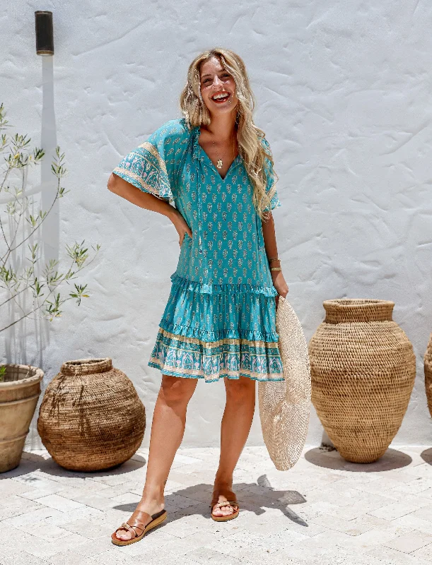 FLORENCE Frill Mini Dress Chic Mini Dress with V-Neck