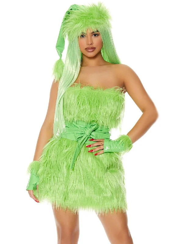 Green Monster Strapless Mini Dress Comfortable Boho Mini Dress