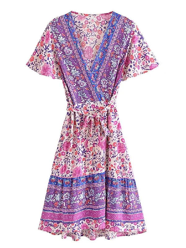 JESSIE Wrap Mini Dress Stylish Puff Sleeve Mini Dress