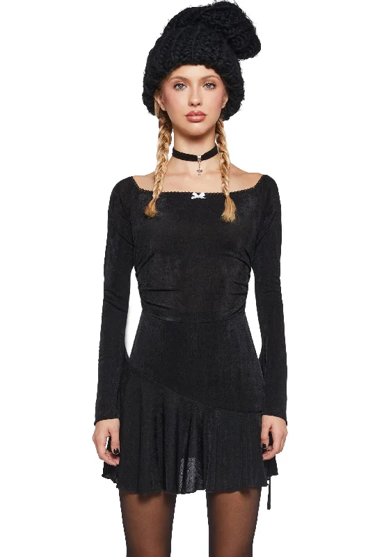 Nonchalant Energy Mini Dress - Black Fashionable Boho-Chic Mini Dress