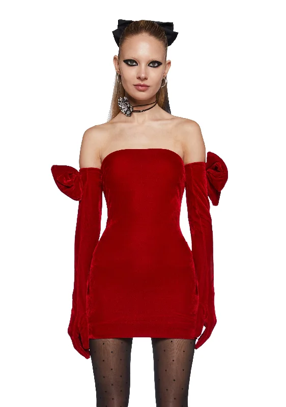 Pretty Perfection Mini Dress Set - Red Stylish Ribbed Mini Dress