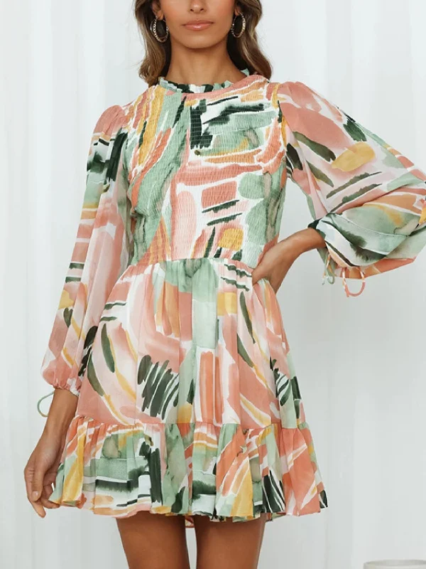 Blue Zone Planet | Printed Mock Neck Balloon Sleeve Mini Dress Fashionable Lace Mini Dress Blue Zone Planet | Printed Mock Neck Balloon Sleeve Mini Dress Fashionable Lace Mini Dress