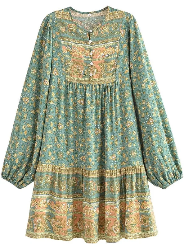 RHIANNA Mini Dress - Green Elegant Lace Mini Dress