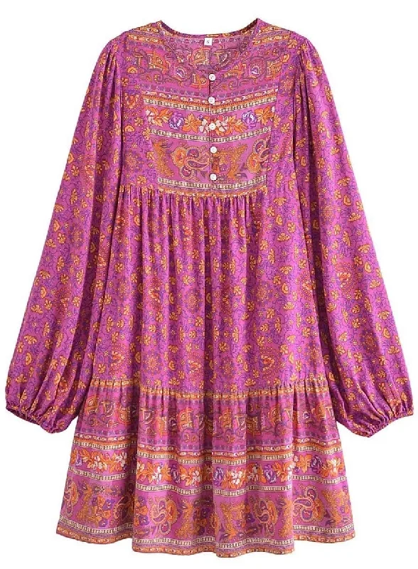 RHIANNA Mini Dress - Pink Cozy Long Sleeve Mini Dress