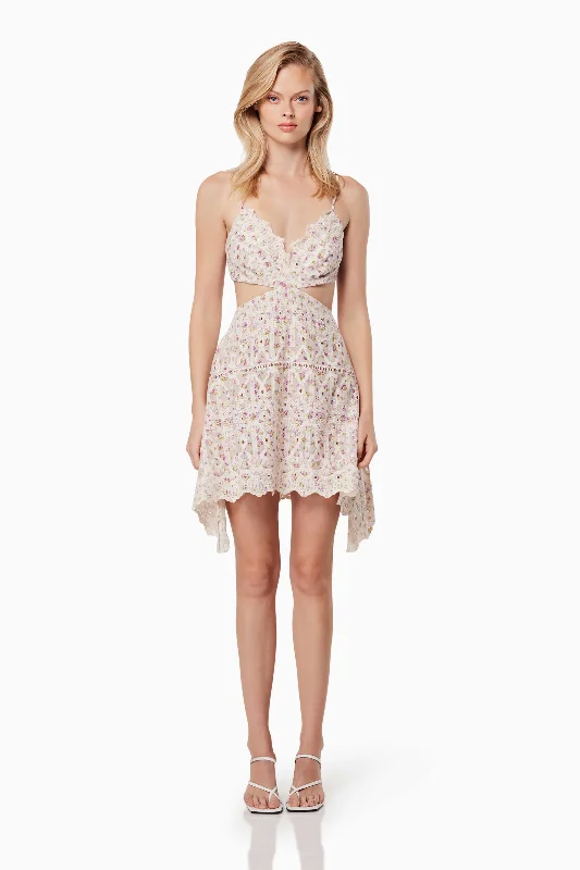 Sweetheart Side Cut Out Mini Dress In Purple Stylish Button-Down Mini Dress