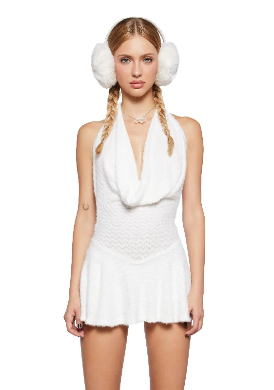 Top Tier Angel Mini Dress - Ivory Modern Satin Mini Dress