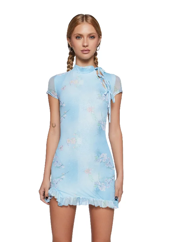 Up Too Late Mini Dress - Blue Classic Black Mini Dress