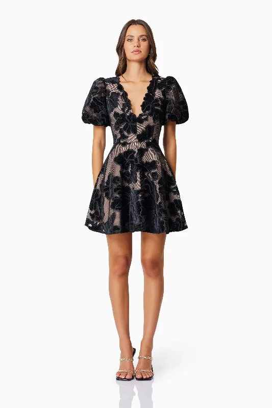 Zara Party Mini Dress In Black Stylish Ruffle Mini Dress