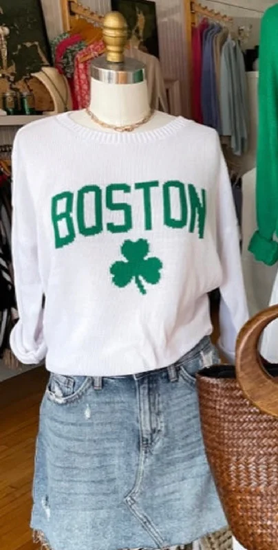 100% Cotton Boston Shamrock Sweater Open Front Closed Front Wrap Front