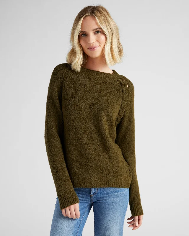 Braided Pullover Sweater Collared Crew Neck Turtle Neck