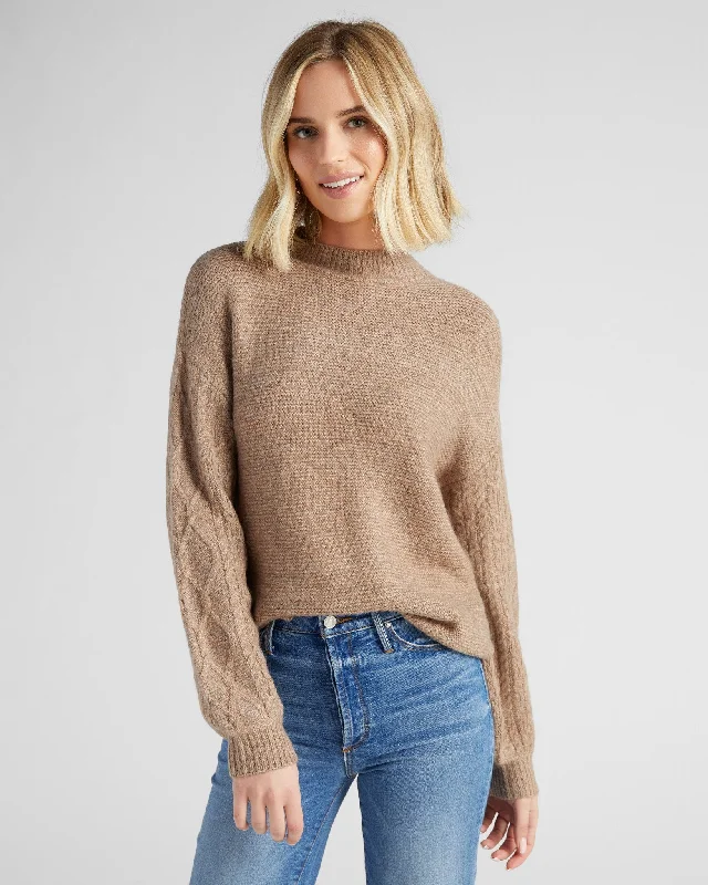 Cable Sleeve Sweater Spandex Blend Rayon Blend Denim Blend