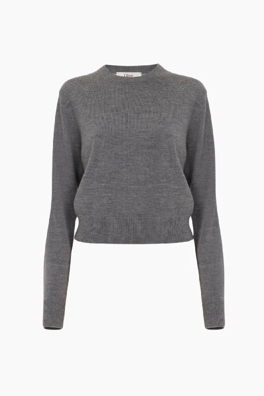 Chloé Knit Jumper - Urban Grey Glossy Satin Silk