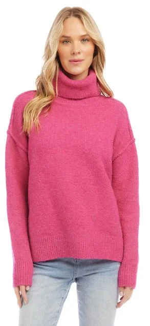 Karen Kane Turtleneck Sweater Hot Pink Elasticated Padded Insulated