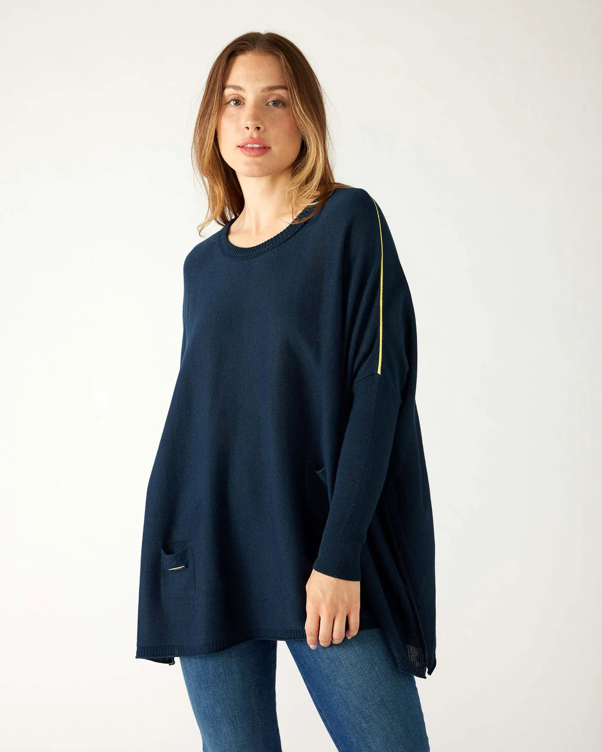 Mersea Catalina Contrast Sweater Navy Tailored Straight A-Line