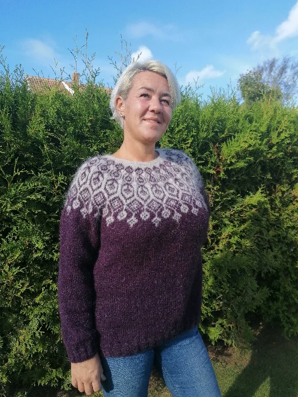 Elina - Dark Plum Sweater Knitting Kit Sequined Glittery Shiny