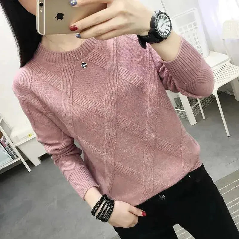 Spring Autumn Women's Sweater Solid Color Striped Floral Print