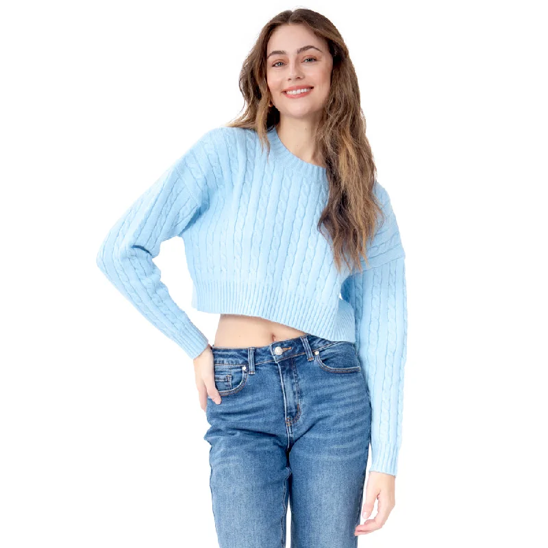 SWEATER PARA MUJER CROP WITH BRAIDED KNIT FOREVER 21 Transparent Opaque Sheer