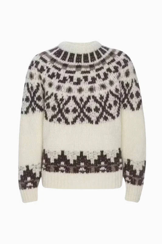 Frame Denim Fair Isle Sweater - Cream Multi Sequined Glittery Shiny