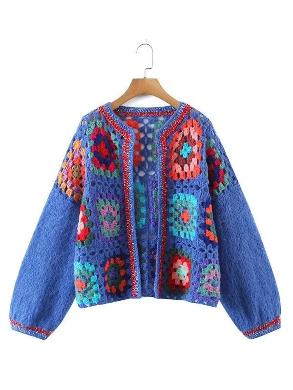 Loose Crochet  Women Cardigan Sweater Elegant Classic Vintage