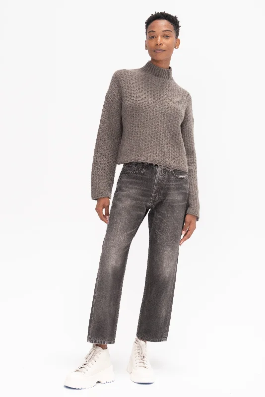 Kris Sweater, Taupe Herringbone Houndstooth Plaid