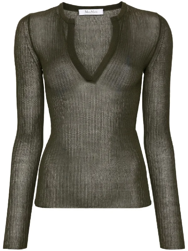 Max Mara Sweaters Green Cable Knit Ribbed Knit Lace Knit