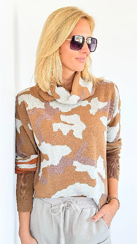 Camouflage Turtle Neck Sweater Lightweight Heavyweight Midweight