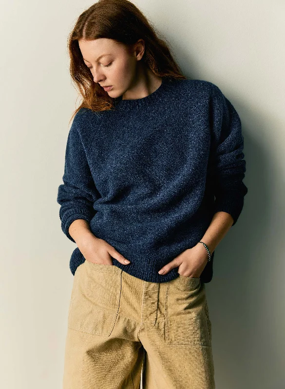 the galway wool sweater in navy Cable Knit Ribbed Knit Lace Knit