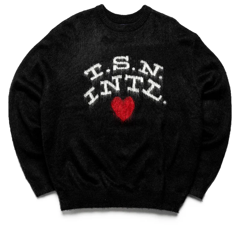 thisisneverthat T.S.N. Heart Sweater - Black Cashmere Blend Cotton Blend Poly Blend