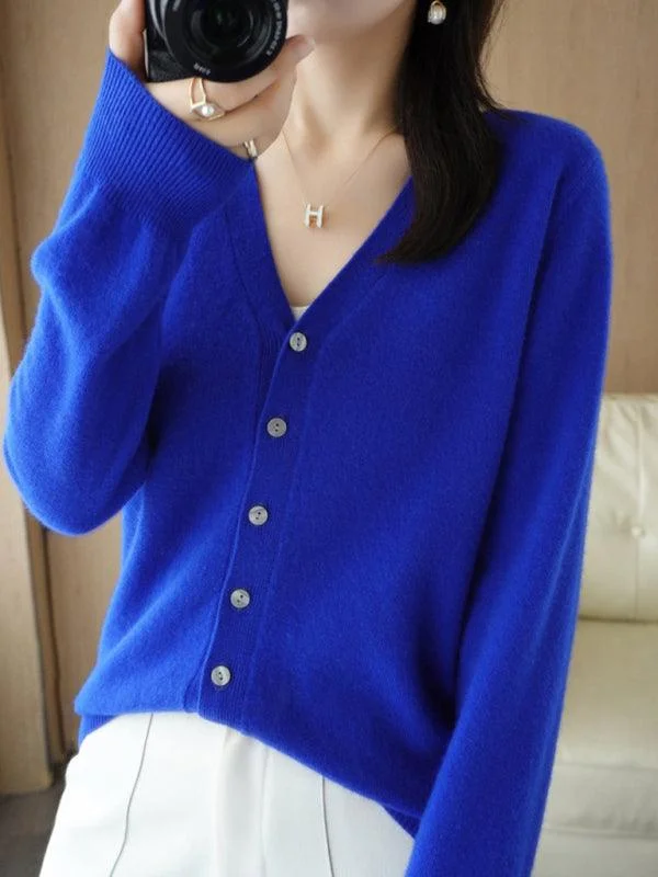 V-neck Short Women Cardigan Sweater Sweater Knitwear Pullover