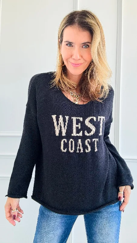 West Coast Lightweight Sweater - Black/Beige Beaded Sweater Sequined Faux Fur