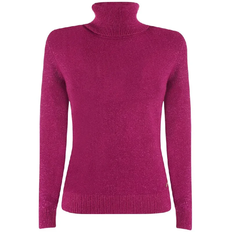 Yes Zee Fuchsia Viscose Sweater High Neck Crew Neck V-Neck