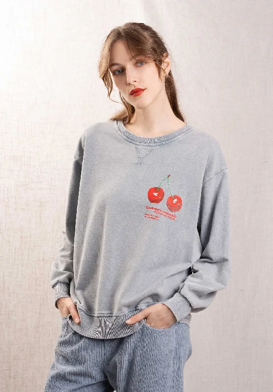 Sweatshirt 6179 Sweat Cheey-Gris Hoodie with Ribbed Hem Stretchable Secure