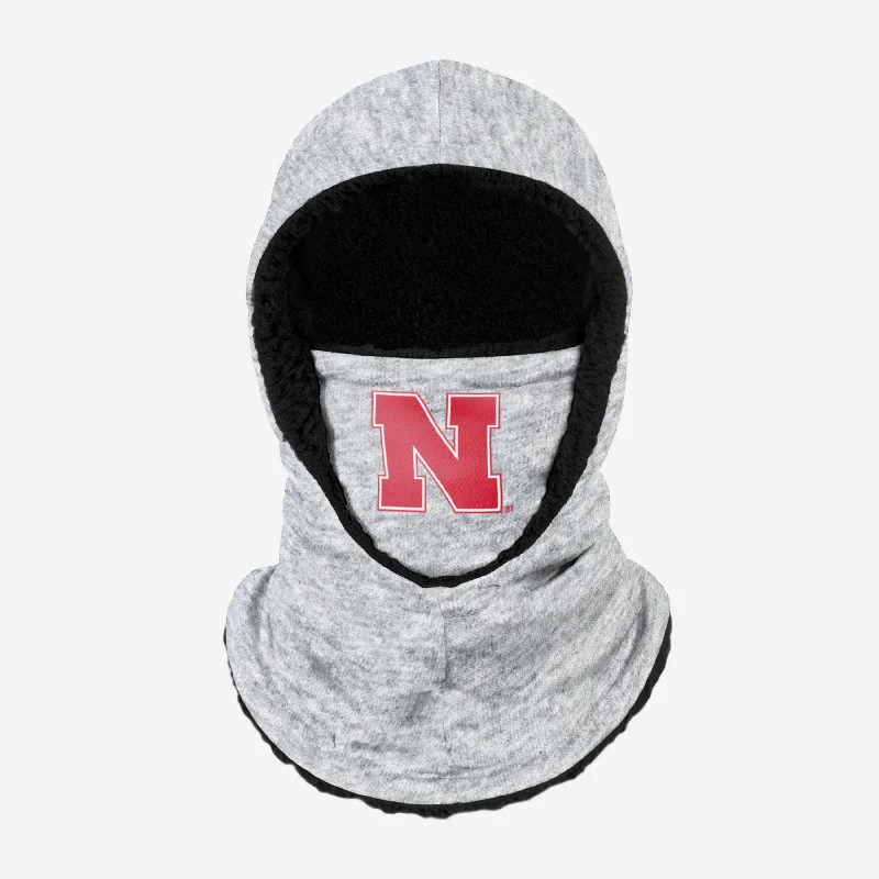 Nebraska Cornhuskers Heather Grey Big Logo Hooded Gaiter Hoodie with Pattern Geometric Abstract