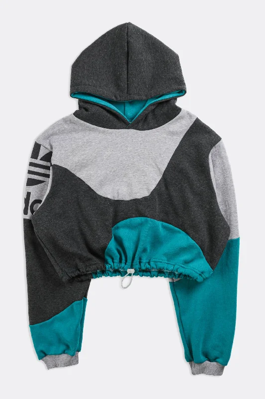 Rework Adidas Wave Crop Sweatshirt - S Hoodie with Puffed Sleeves Voluminous Trendy