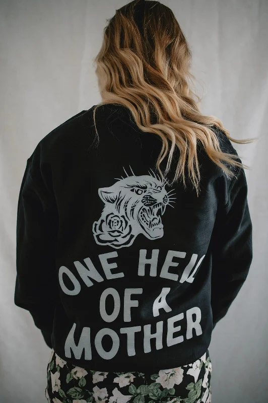 The One Hell of a Mother Sweatshirt Hoodie with Rhinestones Sparkly Elegant