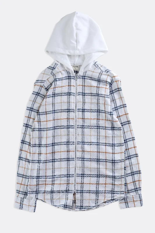 Unisex Rework Hooded Flannel - Women-XS, Men-XXS Hoodie with Cropped Fit Short Trendy