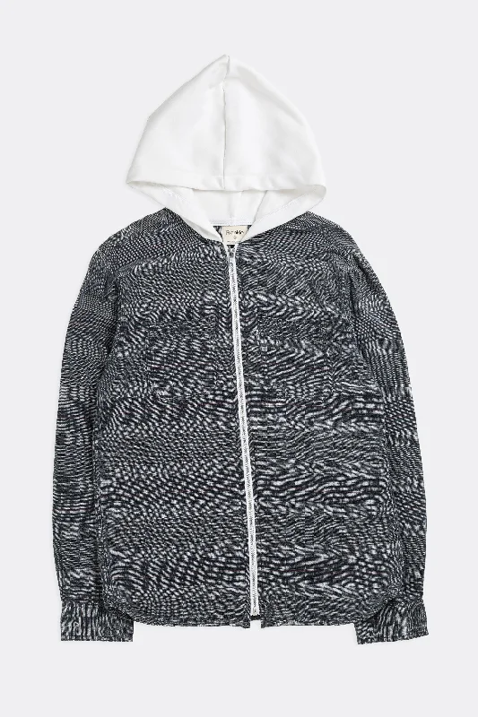 Unisex Rework Hooded Flannel - XS Hoodie with Applique Textured Unique