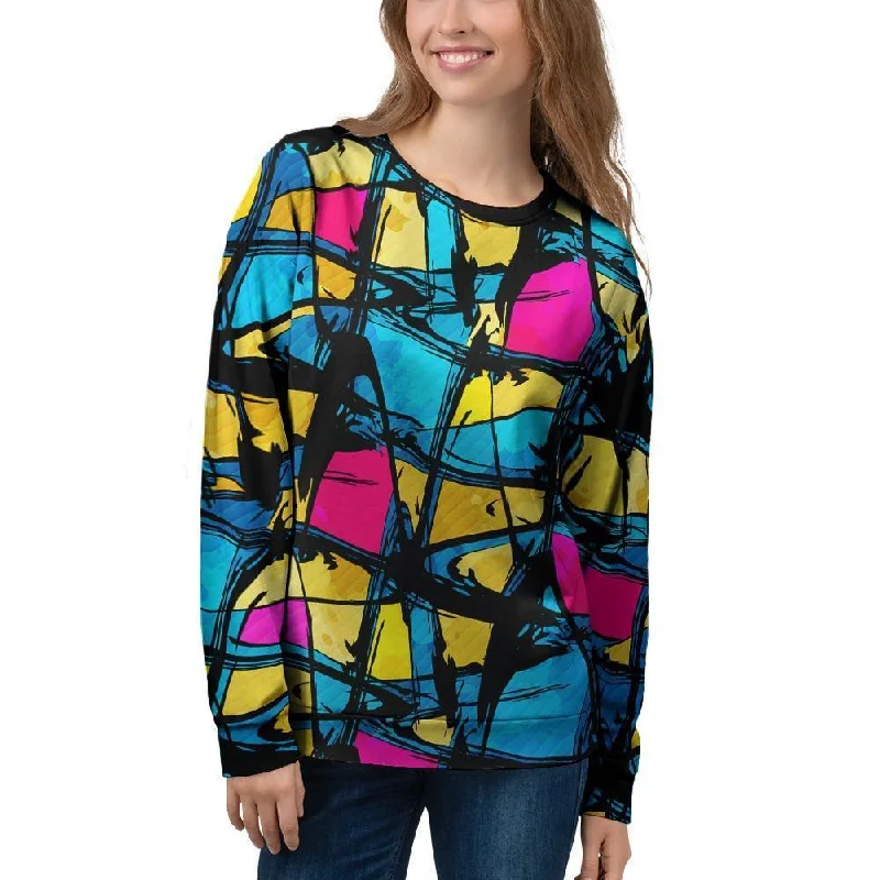 Abstract Psychedelic Graffiti Women's Sweatshirt Hoodie with Snap Buttons Easy Quick