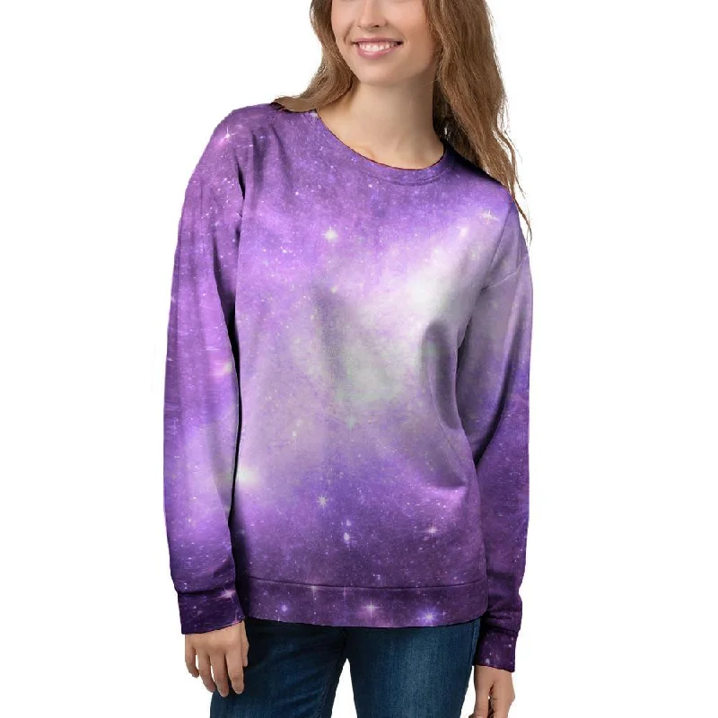 Abstract Purple Galaxy Space Women's Sweatshirt Hoodie with Mock Neck Collared Structured